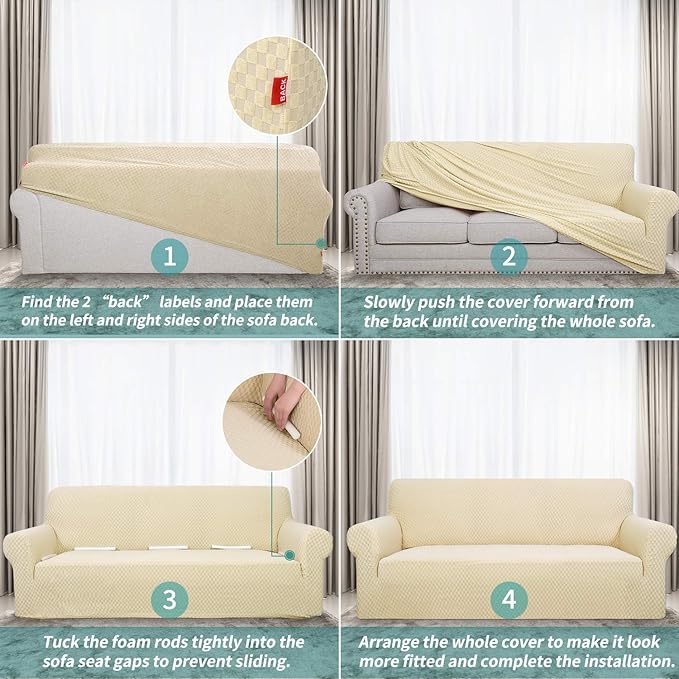 YEMYHOM Couch Cover Latest Jacquard Design High Stretch Sofa Chair Covers - Image 6
