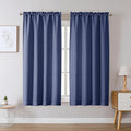 Chyhomenyc Bennet Blue Curtains 45 Inch Length 2 Panels, Faux Linen Textured by Chyhomenyc