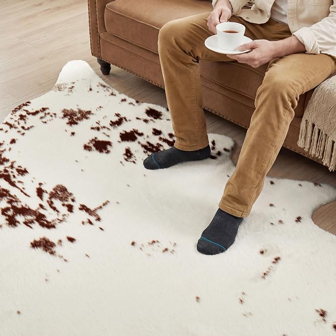 JONIYEAR Large Durable Faux Cowhide Area Rug 4.9 x 6.56 Feet, Premium Cow Print - Image 7