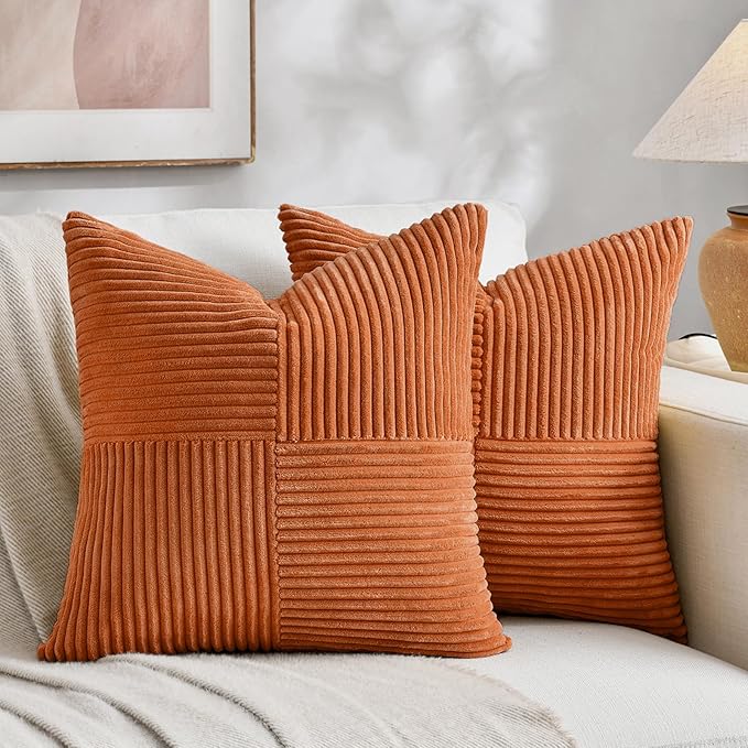 Fancy Homi 2 Packs Orange Euro Decorative Throw Pillow Covers 26x26 Inch by Fancy+Homi