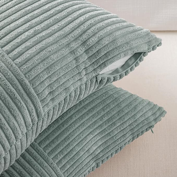 Fancy Homi 2 Packs Grey Blue Decorative Throw Pillow Covers 22x22 Inch - Image 4