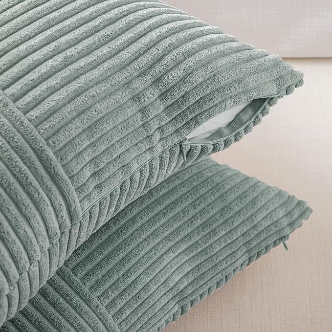 Fancy Homi 2 Packs Grey Blue Lumbar Decorative Throw Pillow Covers 14x24 Inch - Image 4