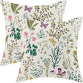 AEIOAE Spring Pillow Covers 18x18 Inch Set of 2, Sage Green Teal Wild Flower by AEIOAE