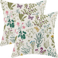 AEIOAE Spring Pillow Covers 16x16 Inch Set of 2, Sage Green Teal Wild Flower by AEIOAE