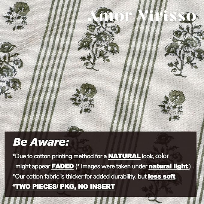 Amor Virisso Floral Throw Pillow Covers 22x22 Set of 2 Block Print Pillow - Image 3