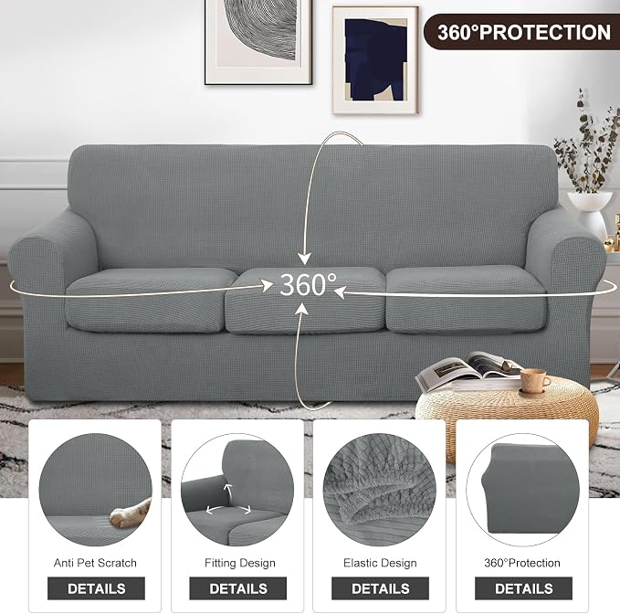 U-NICE HOME 4 Pieces Stretch Couch Cover Sofa Cover Washable Sofa Slipcover - Image 4