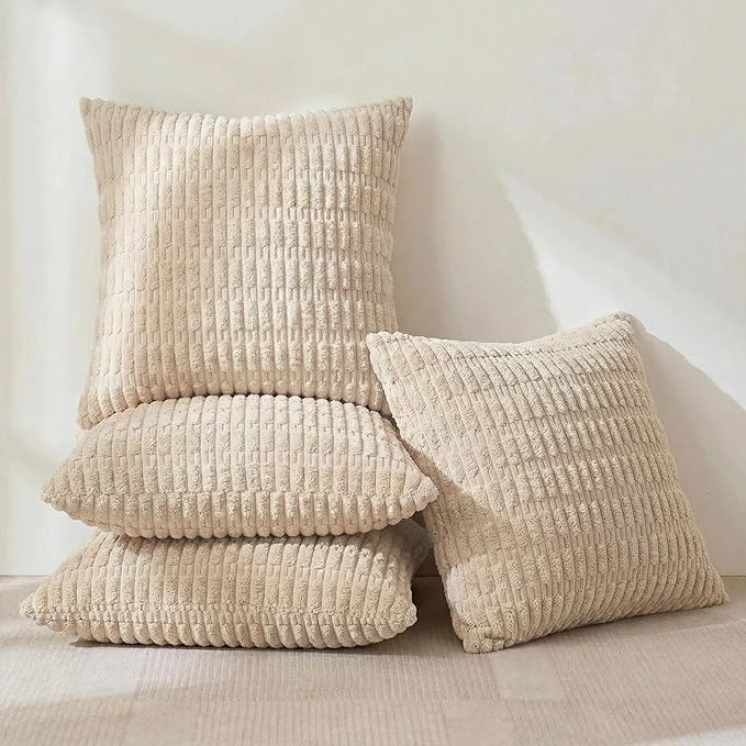 Fancy Homi 4 Packs Tan Decorative Throw Pillow Covers 26x26 Inch - Image 2