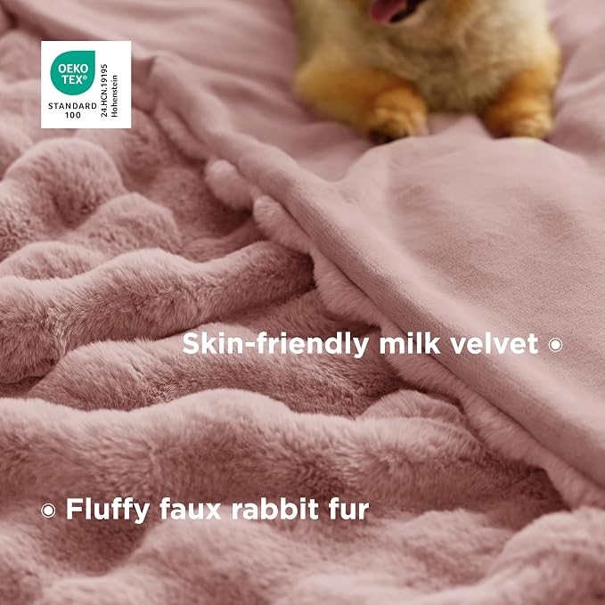 Bedsure GentleSoft Fluffy Fuzzy Dusty Rose Throw Blanket, Soft Cozy Fleece Faux - Image 3