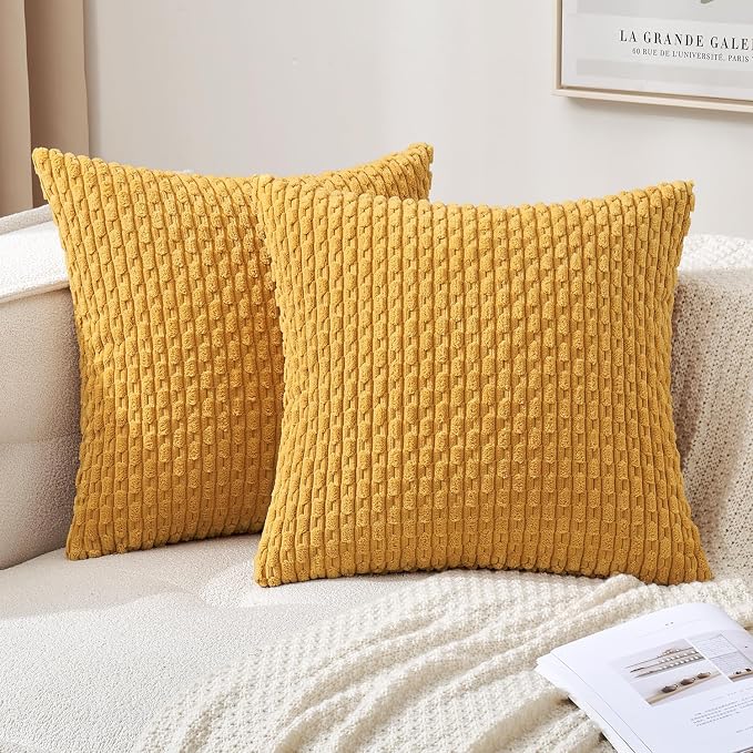 MIULEE Pack of 2 Decorative Throw Pillow Covers 16x16 Inch Soft Boho Striped by MIULEE