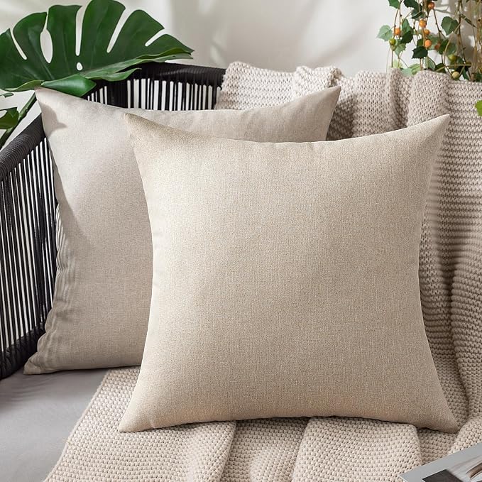 MIULEE Pack of 2 Decorative Outdoor Solid Waterproof Throw Pillow Covers Euro by MIULEE