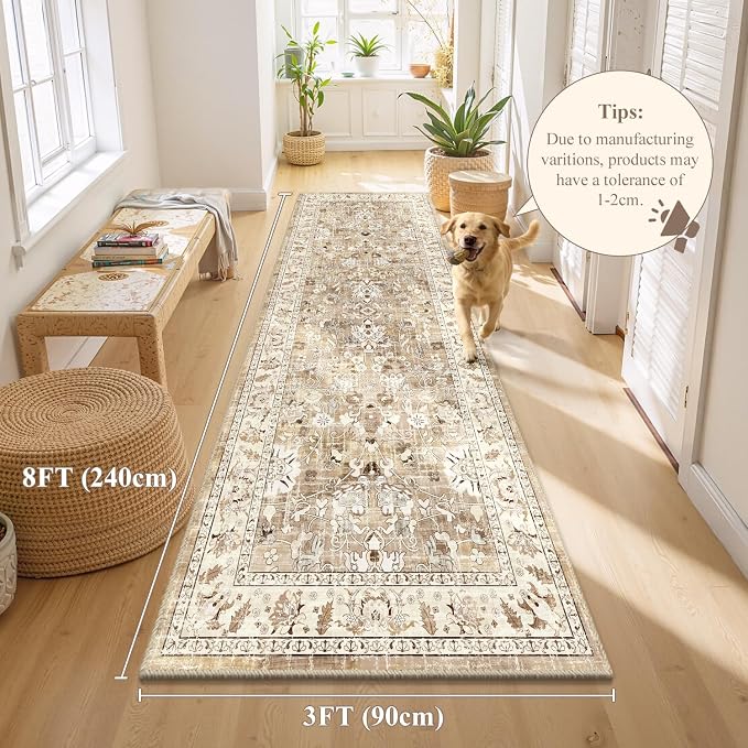 LOKHOM Washable Runner Rug, 3x8 Non-Slip Vintage Hallway Runner Rug - Image 2