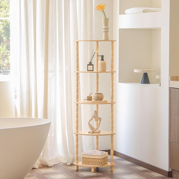 MaxSmeo Corner Shelf, 5-Tier Corner Bookshelf - Image 2