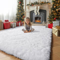 Amdrebio White Area Rugs for Bedroom, Shag Fluffy Rug for Living Room, Modern by Amdrebio
