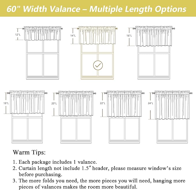 Black Valances for Windows, Light Filtering Faux Linen Textured Small Short - Image 3