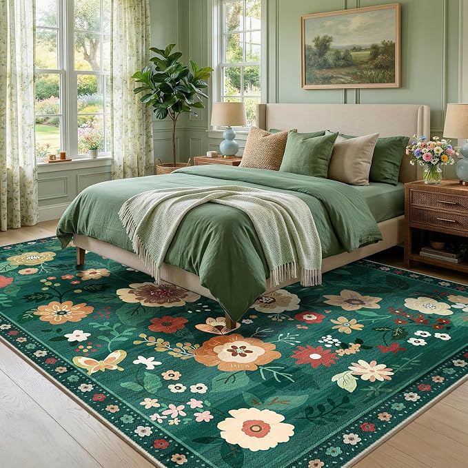 RELEANY Floral Nursery 6x9 Area Rugs Washable Print Boho Cute Carpet Non Slip - Image 6