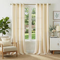 jinchan Linen Curtains for Living Room Yellow Vertical Striped on White by JINCHAN