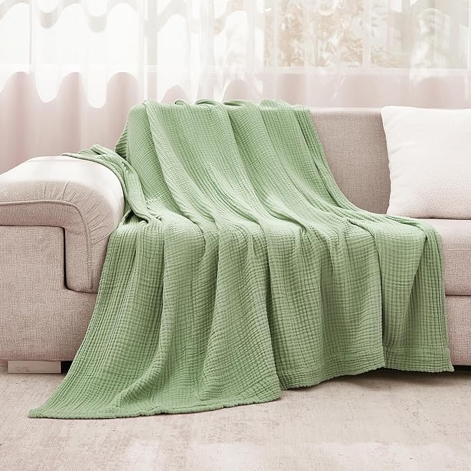 EMME Cotton Muslin King Blanket Big Oversized Bed Layering Bedspread Coverlet - Image 6