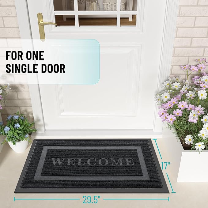 OLANLY Welcome Door Mat Outside Entrance 29.5x17, Heavy Duty Sturdy Natural - Image 2