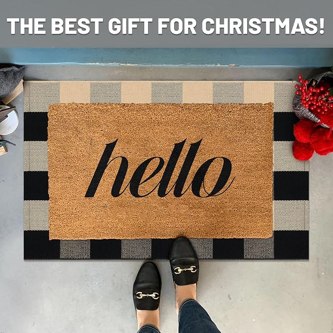 IOHOUZE Buffalo Plaid Checkered Rug 2x3 Ft Front Door Mats, Washable Area Rugs - Image 2