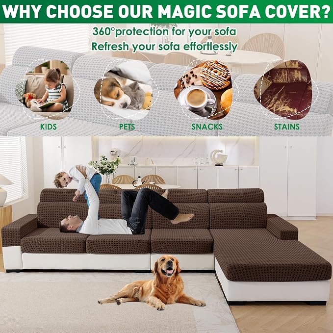 MAXIJIN Couch Cushion Covers for Sectional Sofa, Stretch Sofa Cushion Cover - Image 4