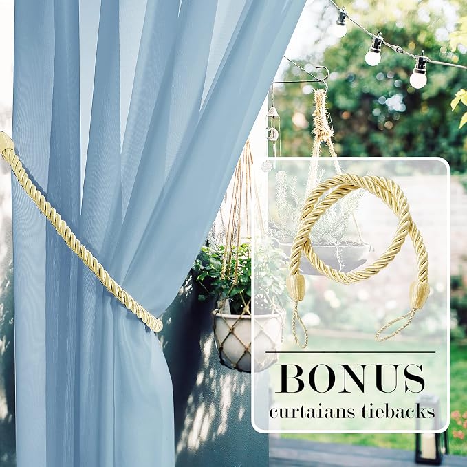 RYB HOME Outdoor Sheer Curtains - Image 3