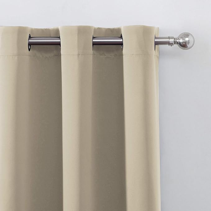 LEMOMO Beige Blackout Curtains/52 x 108 Inch/Set of 2 Panels Room Darkening - Image 7