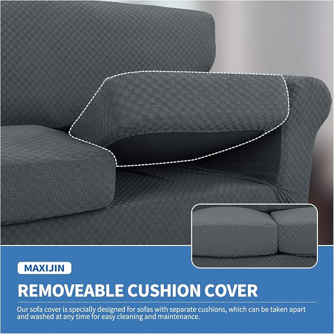 MAXIJIN 4 Piece Jacquard Extra Large Couch Covers - Image 4