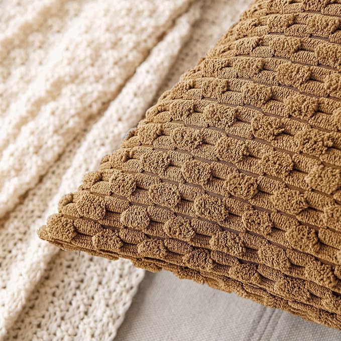MIULEE Pack of 2 Decorative Throw Pillow Covers 18x18 Inch Soft Boho Striped - Image 2