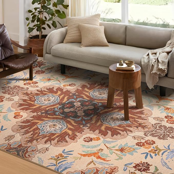 Phantoscope Washable Round Area Rug 6ft Non-Slip, Vintage Boho Rugs - Image 8