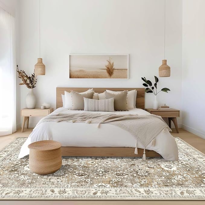 LOKHOM Living Room Area Rug 6x9, Non-Slip Vintage Soft Bedroom Rug - Image 7