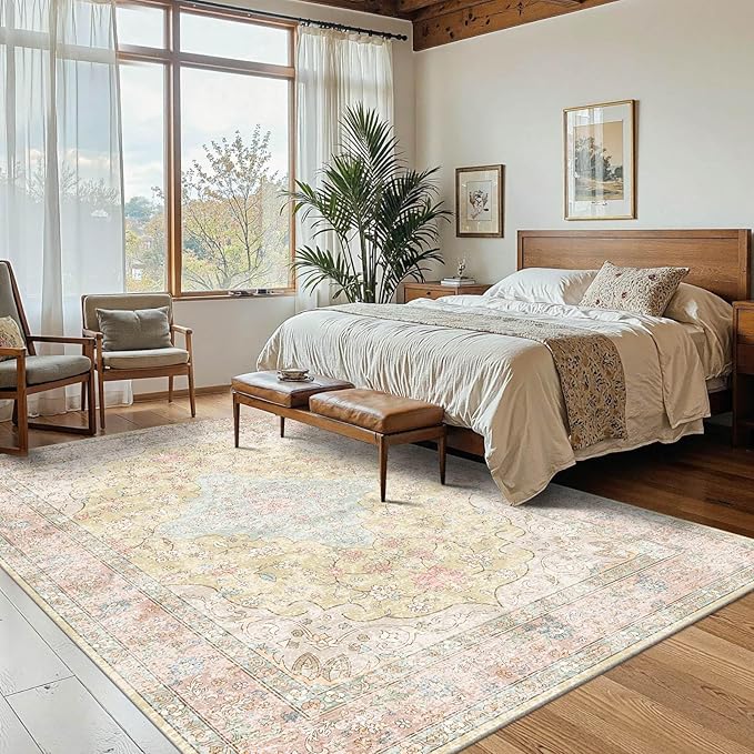 4x6 Area Rugs for Living Room, Small Washable Orange Rugs, Entryway Non Slip Rug - Image 3