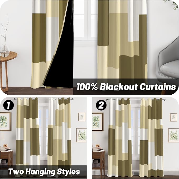 Tyrot Beige 100% Blackout Curtains - Image 2