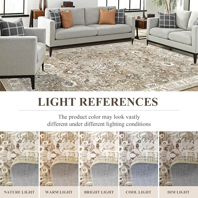 LOKHOM Living Room Area Rug 5x7, Non-Slip Vintage Soft Bedroom Rug - Image 5
