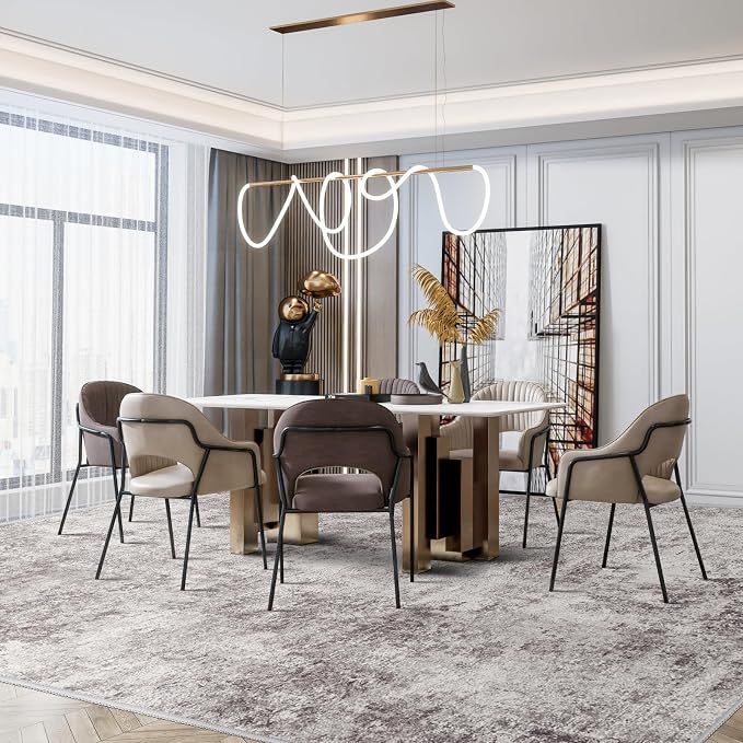 Abstract 10x14 Washable Rug: Modern Non Slip Area Rug Soft Carpet Foldable - Image 3