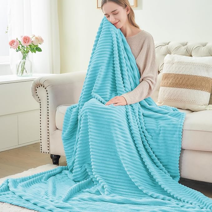BEDELITE Fleece Blanket Twin Size – 3D Ribbed Jacquard Soft and Warm Decorative - Image 6