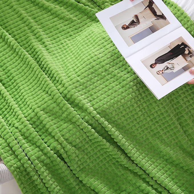 Puncuntex Flannel Fleece Throw Blanket Apple Green 60"×80", Super Soft Plush - Image 5