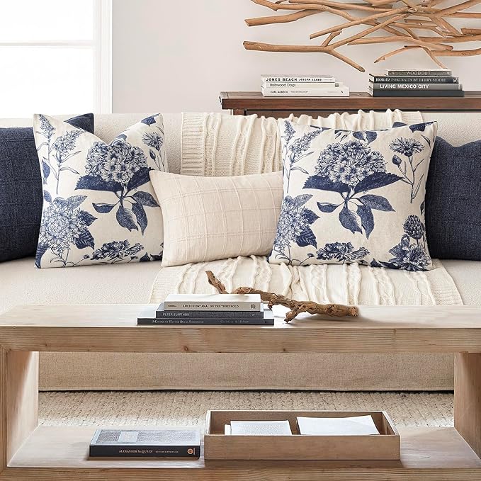 Foindtower Set of 2 Linen Floral Vintage Throw Pillow Covers Neutral Accent - Image 6