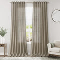 Mocha Linen Curtains 120 Inch Extra Long by Nanspring