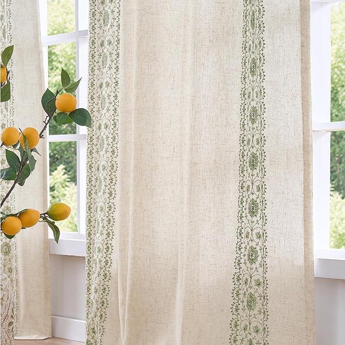 jinchan Weslie Boho Lined Linen Curtains by JINCHAN