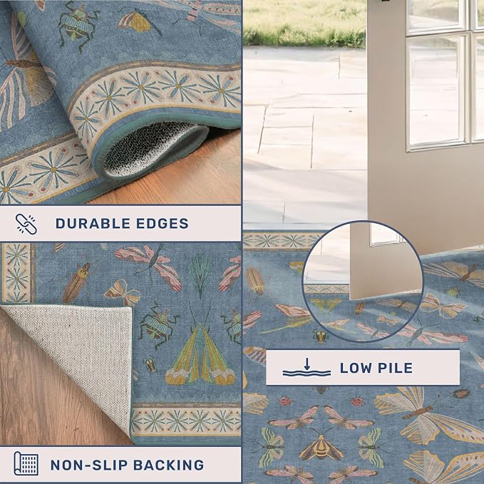 Hazo Haus 6x9 Blue Floral Rug for Dining Room Table - Image 5