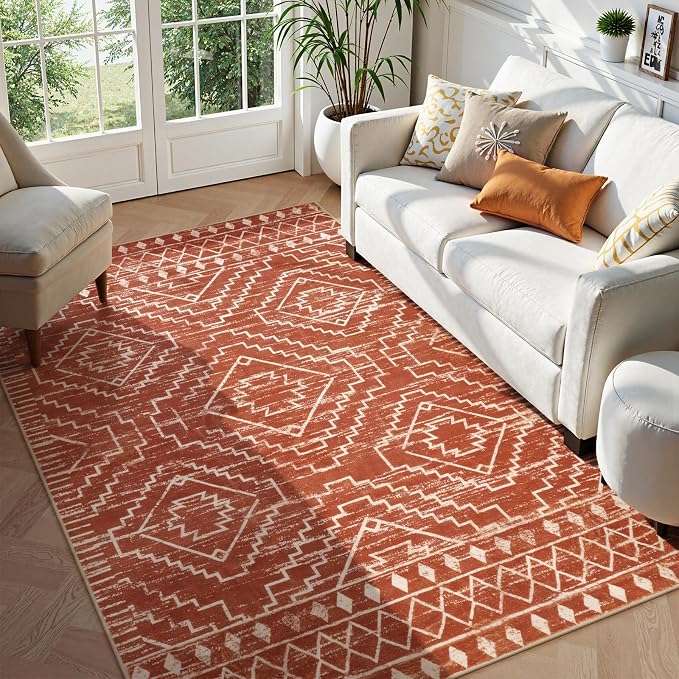 Wonnitar Moroccan 6x9 Area Rugs, Washable Brown Rugs - Image 6