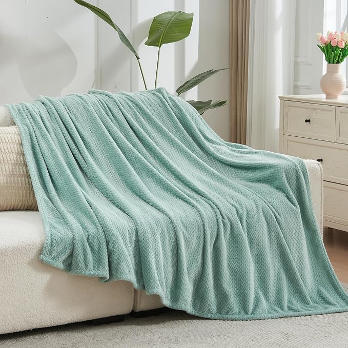 NEWCOSPLAY Super Soft King Blanket New Sage Green Premium Silky Flannel Fleece - Image 9