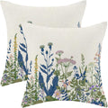 AEIOAE Navy Blue Teal Pillow Covers 18x18 Inch Set of 2, Spring Wildflower by AEIOAE