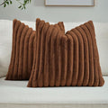 FUTEI Rust Decorative Throw Pillow Covers Set of 2, 18x18 Inch Soft Fluffy Faux by FUTEI