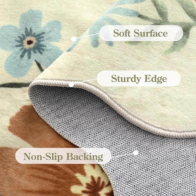 Lahome Floral Washable Runner Rug, Boho Ultra-Thin Kitchen Runners - Image 7