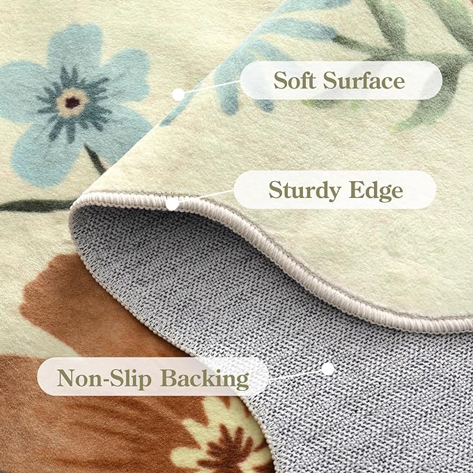 Lahome Floral Washable 6x9 Area Rugs, Soft Bedroom Rug - Image 7
