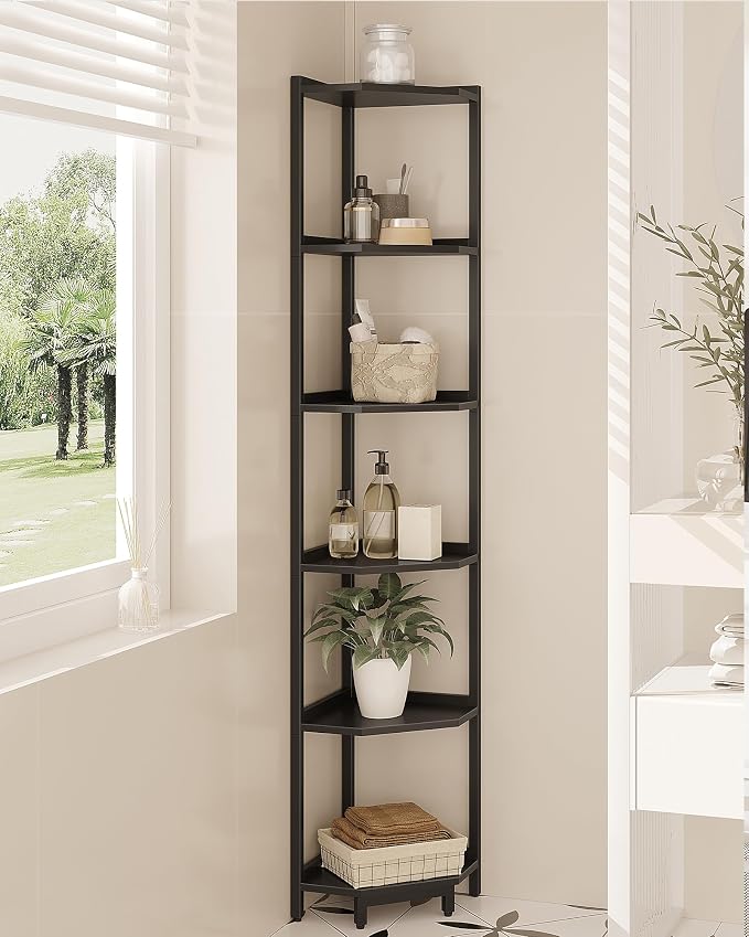Hzuaneri Corner Shelf Stand, Corner Bookshelf, Storage Standing Shelf Unit - Image 6