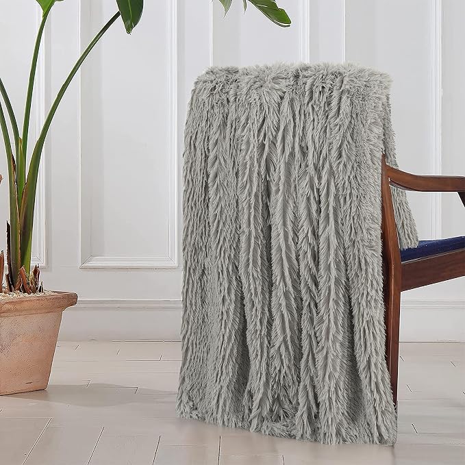 Tuddrom Decorative Extra Soft Fuzzy Faux Fur Throw Blanket 50" x 60", Solid - Image 5
