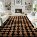 Ophanie Checkered Black & Beige Rhombus Rugs by Ophanie