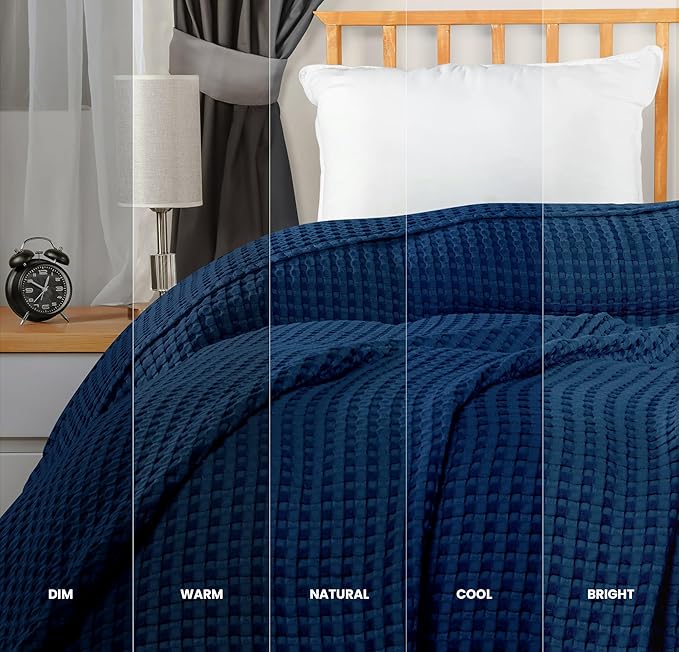 Utopia Bedding Navy 100% Cotton Waffle Blanket 300 GSM Soft Lightweight - Image 5